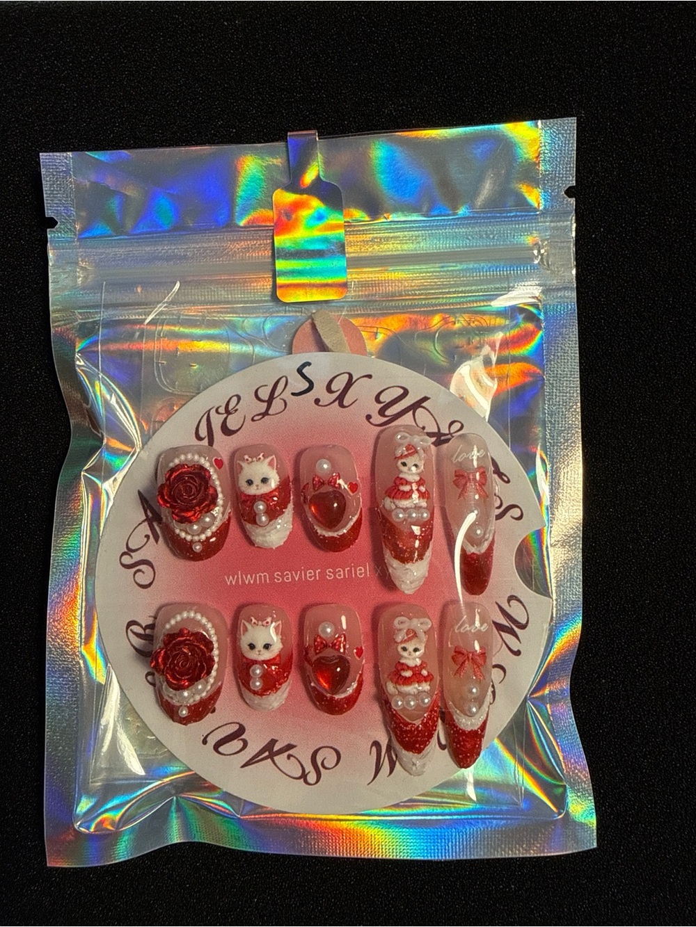 Mobile Gamer Press On Nails | Functional Short/Long Length|Red Coquette - Size S